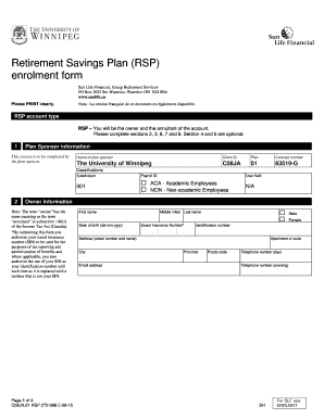 Retirement Savings Plan Enrolment Form