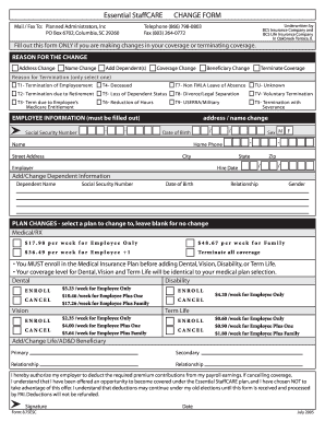 Essential StaffCARE Change Form