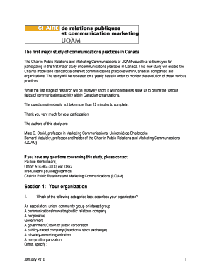 Canadian Communications Practices Survey