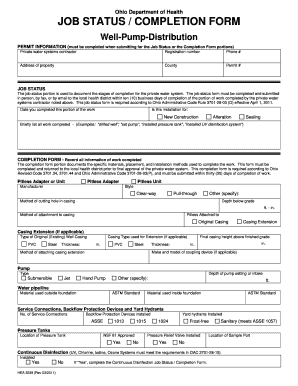 Ohio Well-Pump Distribution Job Status Form