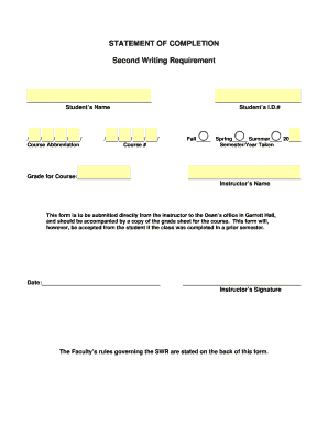 Statement of Completion for Second Writing Requirement