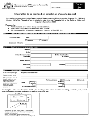 Aretesian Well Completion Form
