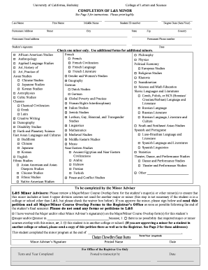 UC Berkeley L&S Minor Completion Form