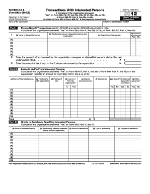 Schedule L Form 990 or 990-EZ