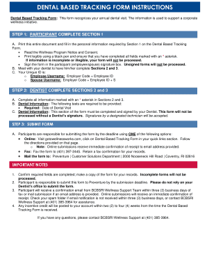 Dental Based Tracking Form