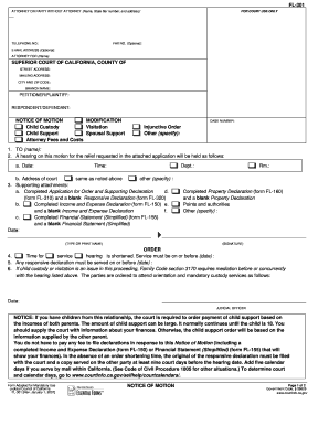 California Notice of Motion