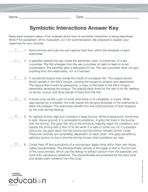 Symbiosis Worksheet Pdf Answer Key 2020-2023 - Fill and Sign Printable  Template Online