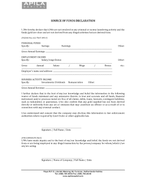 Source of Funds Declaration
