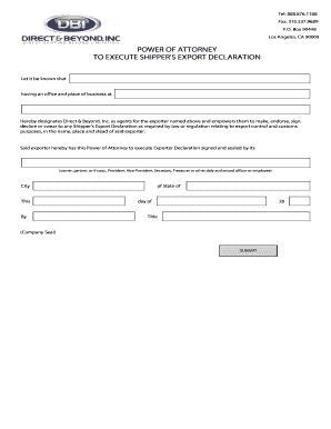 Power of Attorney for Shipper's Export Declaration