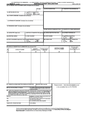 Shipper’s Export Declaration Form 7525-V