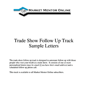 Trade Show Follow Up Track Sample Letters