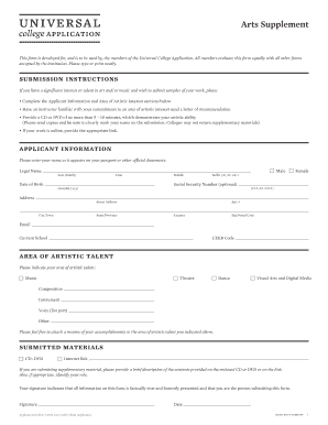 Universal College Application Arts Supplement