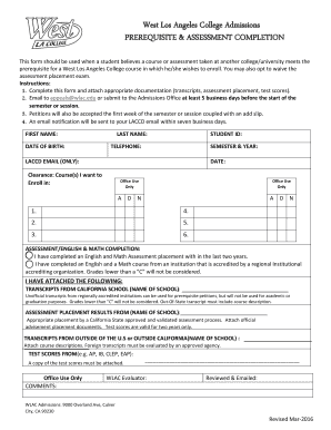 West Los Angeles College Prerequisite Petition