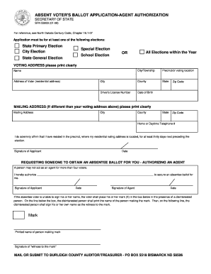 Absentee Voter Ballot Application Agent Authorization
