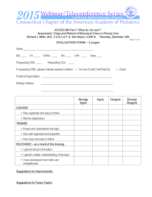 ACCESS MH Part 3 Evaluation Form
