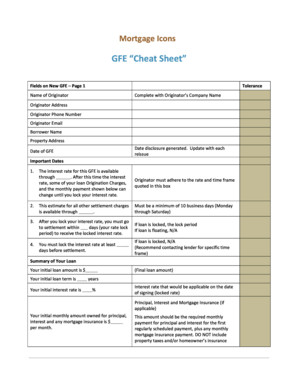 Good Faith Estimate Cheat Sheet