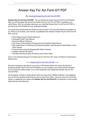 fillable online hoaxer answer key for act form 67f pdf hoaxernet act form 67f answers