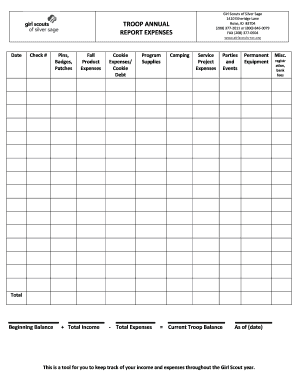 Girl Scouts Troop Annual Expense Report