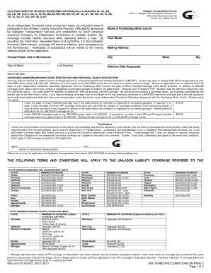 Unladen Liability Insurance Election Form