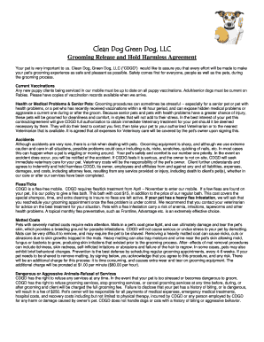 Grooming Release and Hold Harmless Agreement