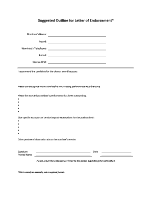 Letter of Endorsement for Award Nomination
