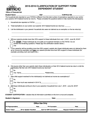 2015-2016 Clarification of Support Form
