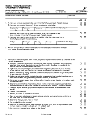 Group Medical Underwriting Questionnaire