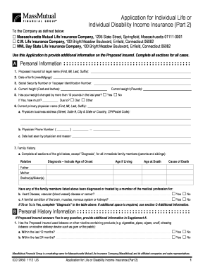 US Application for Life or Disability Income Insurance