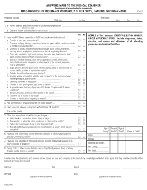 Auto-Owners Life Insurance Medical Examiner Form