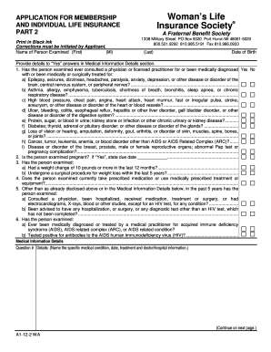 Woman's Life and Individual Life Insurance Application