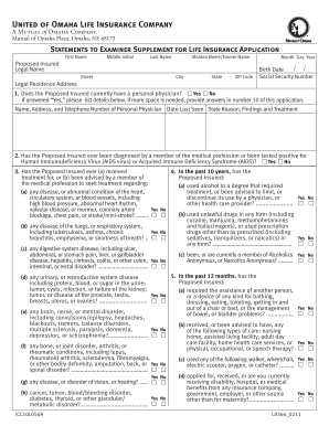 Statements to Examiner Supplement for Life Insurance Application
