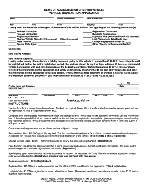 Alaska Vehicle Transaction Application