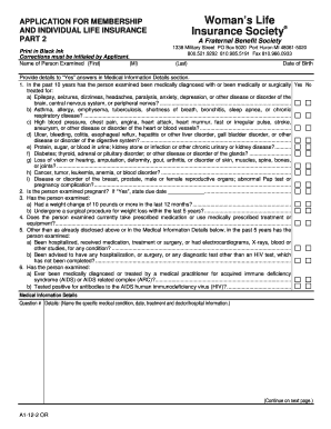 Woman's Life and Individual Life Insurance Application