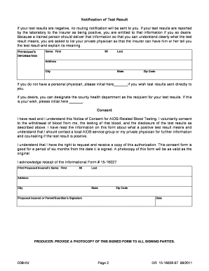 HIV Consent Form - Oregon