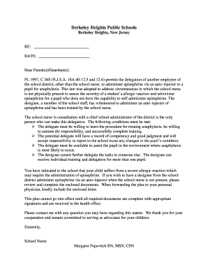 New Jersey Epinephrine Administration Consent Form