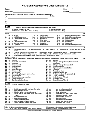 Nutritional Assessment Questionnaire