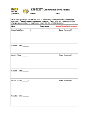 Fertility Consultation Food Journal