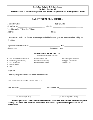 Authorization for Medically Prescribed Treatment