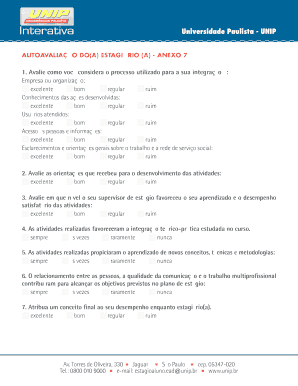 AUTOAVALIAÇÃO DO(A) ESTAGIÁRIO (A)