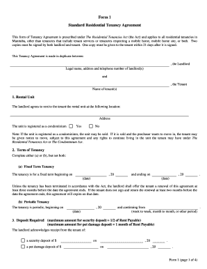 Standard Residential Tenancy Agreement