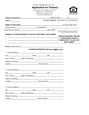 Wisconsin Apartment Tenancy Application