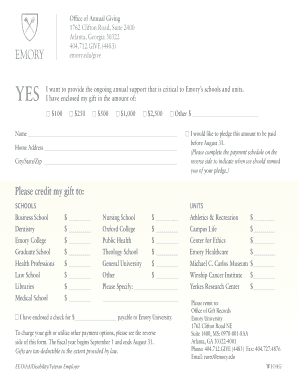 Emory University Annual Giving Form