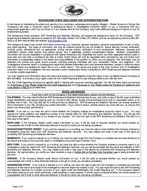 Background Check Disclosure and Authorization Form