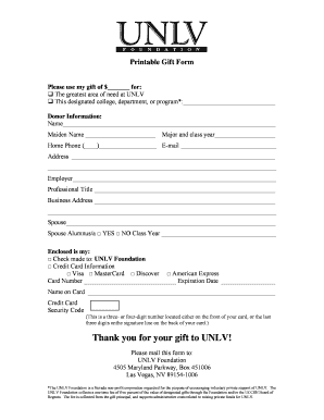 UNLV Gift Donation Form