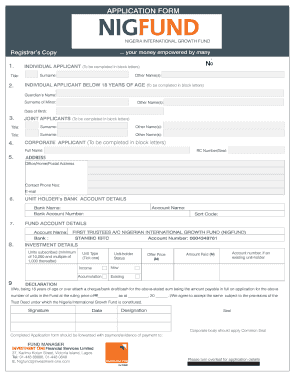 Nigeria International Growth Fund Application Form
