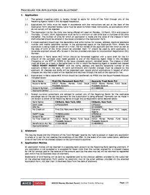 AIICO Money Market Fund Application Form