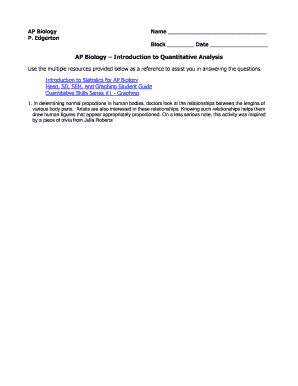 AP Biology Quantitative Analysis Assignment