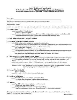 United Healthcare New Business Submission Guidelines
