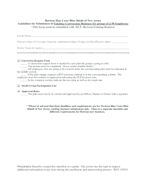 Horizon Blue Cross Blue Shield of New Jersey Conversion Request Form