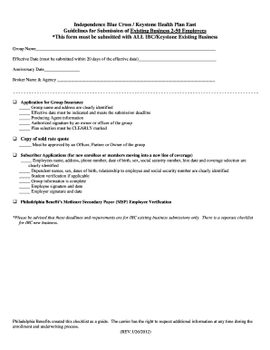 Independence Blue Cross Small Employer Health Benefits Application